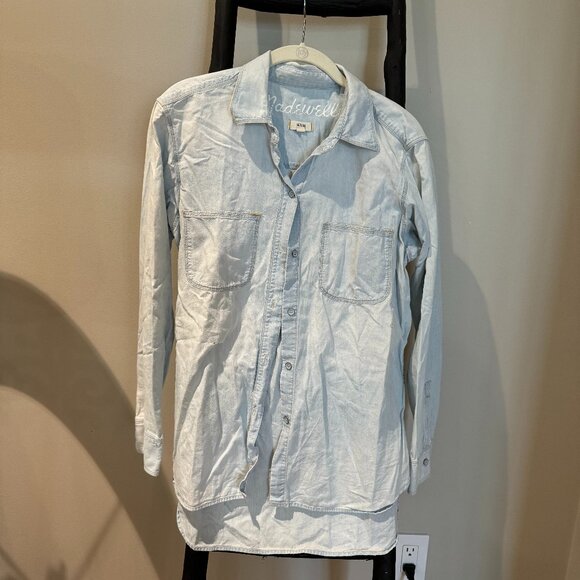 Madewell Blue Button Up Long Sleeve Shirt - Picture 1 of 4